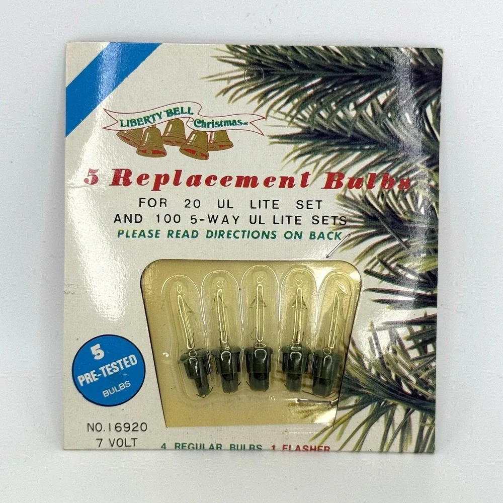 Vintage Liberty Bell 7V Replacement Bulbs No 16920 Warm White Push-In 5 Pack NOS